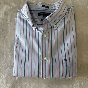 Tommy Hilfiger Men's Classic Fit Striped Button‎ Down Shirt XL Blue Red Black